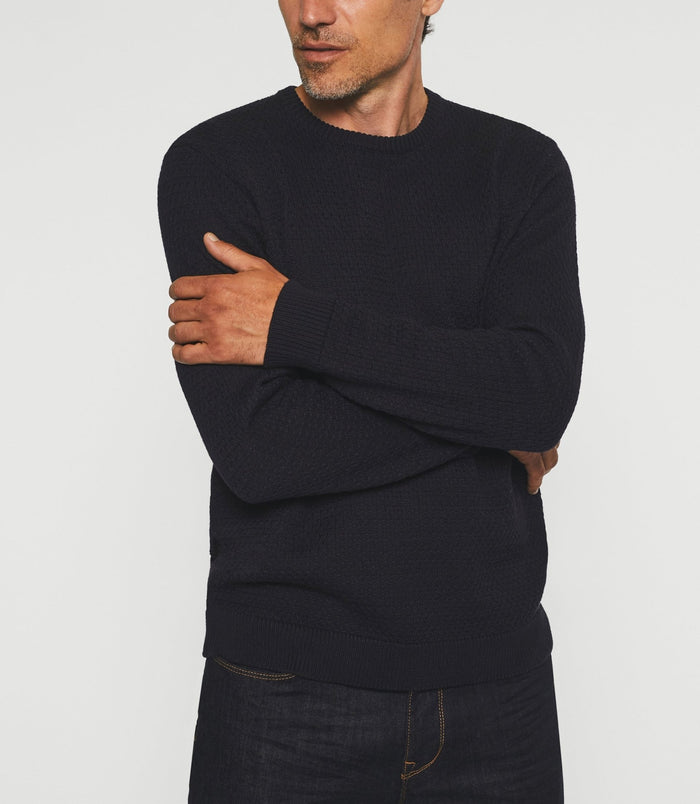 izac Pull col rond marine BASILIO