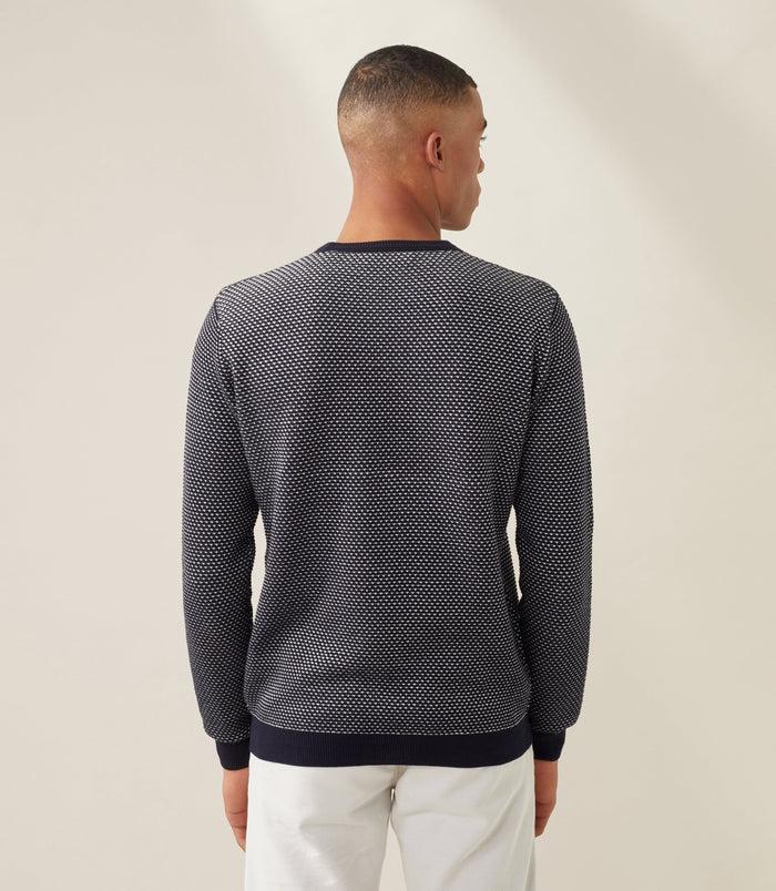 Izac Pull Col Rond Marine-blanc "Fapoleon"