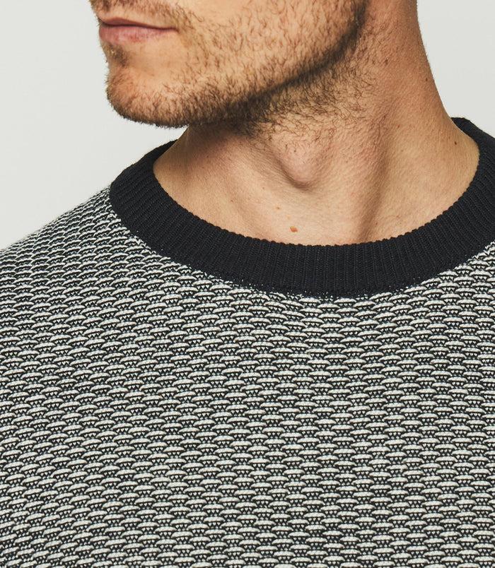 Izac Pull Col Rond Marine Et écru DAMIAN