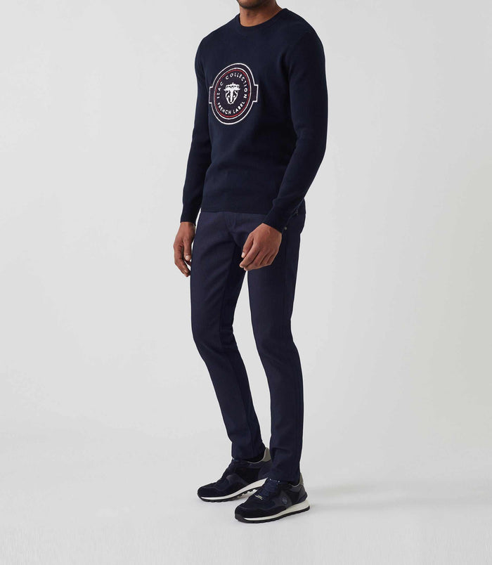 izac Pull col rond marine "Seito"