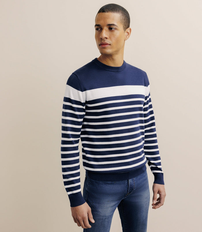 izac Pull col rond marinière marine