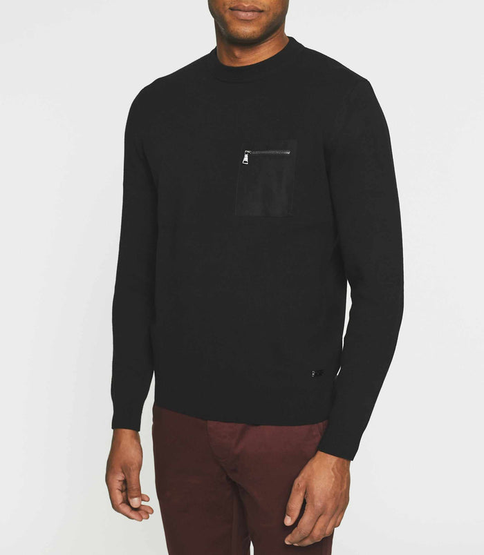 Izac Pull Col Rond Noir BRAD