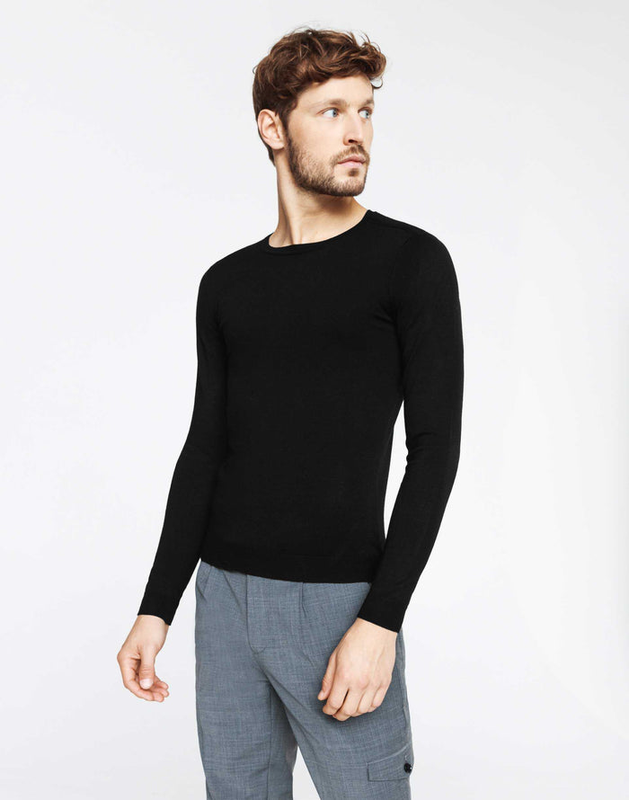 izac Pull col rond noir "Nathael"