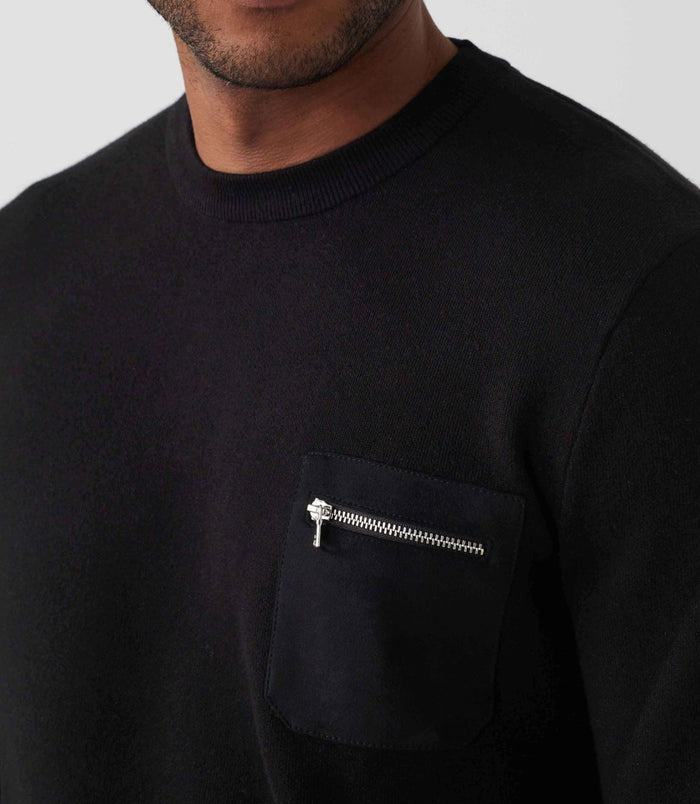 Izac Pull Col Rond Noir "Sergent"