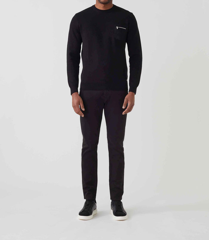 izac Pull col rond noir "Sergent"