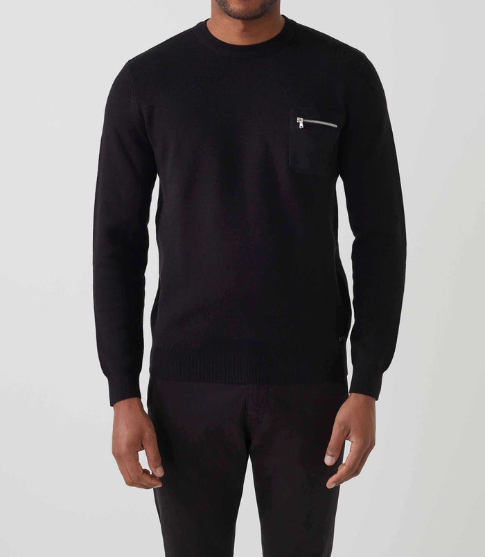 izac Pull col rond noir SERGENTOUT