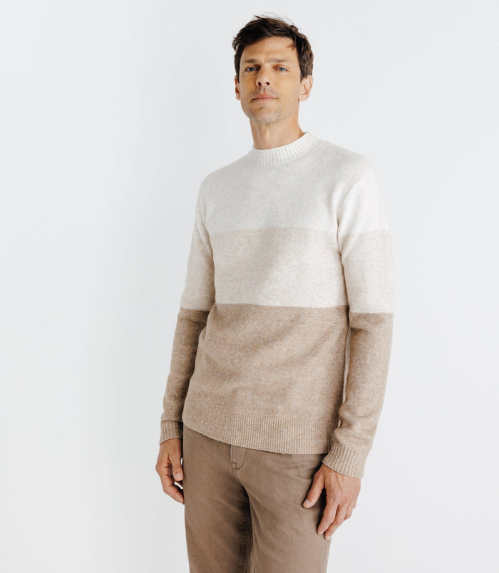 Izac Pull Col Rond Rayé écru