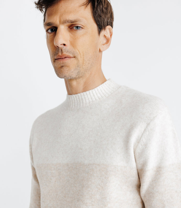 Izac Pull Col Rond Rayé écru