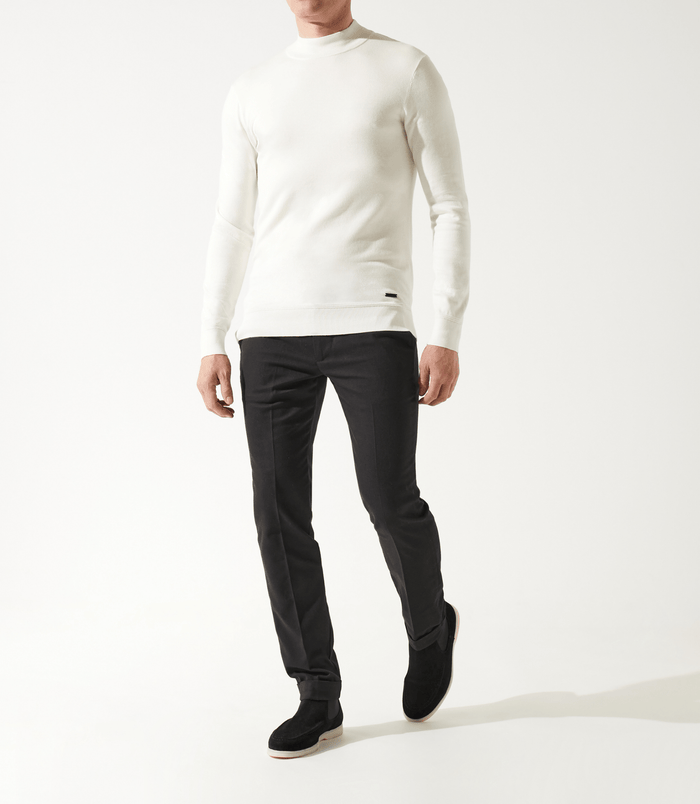 izac Pull col rond rayé écru