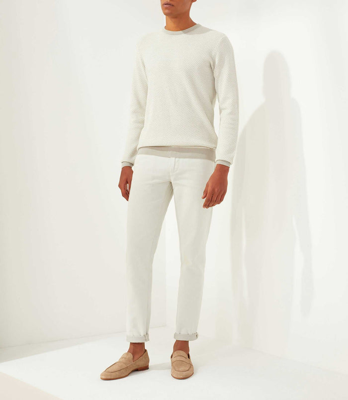 izac Pull col rond taupe-blanc "Fapoleon"