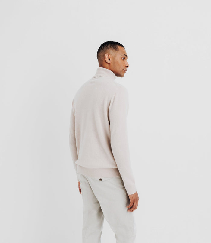 Izac Pull Col Roulé 100% Cachemire Beige