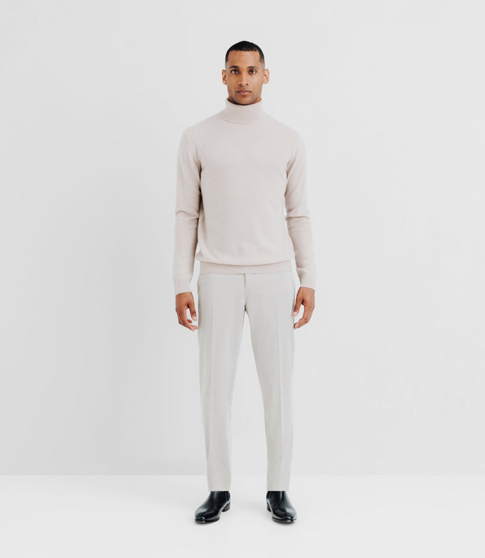 izac Pull col roulé 100% cachemire beige