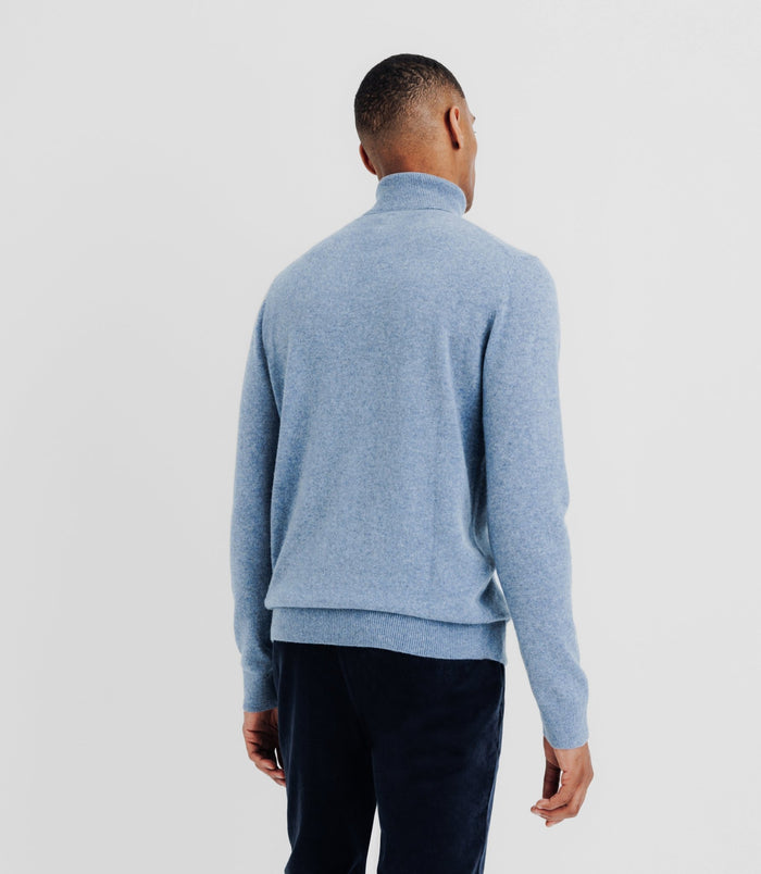 Izac Pull Col Roulé 100% Cachemire Indigo