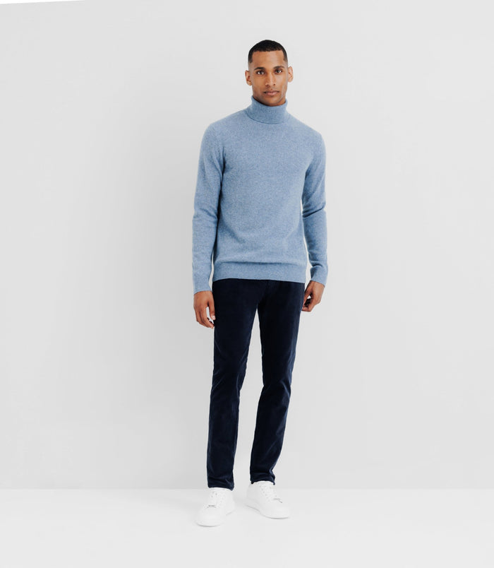 izac Pull col roulé 100% cachemire indigo
