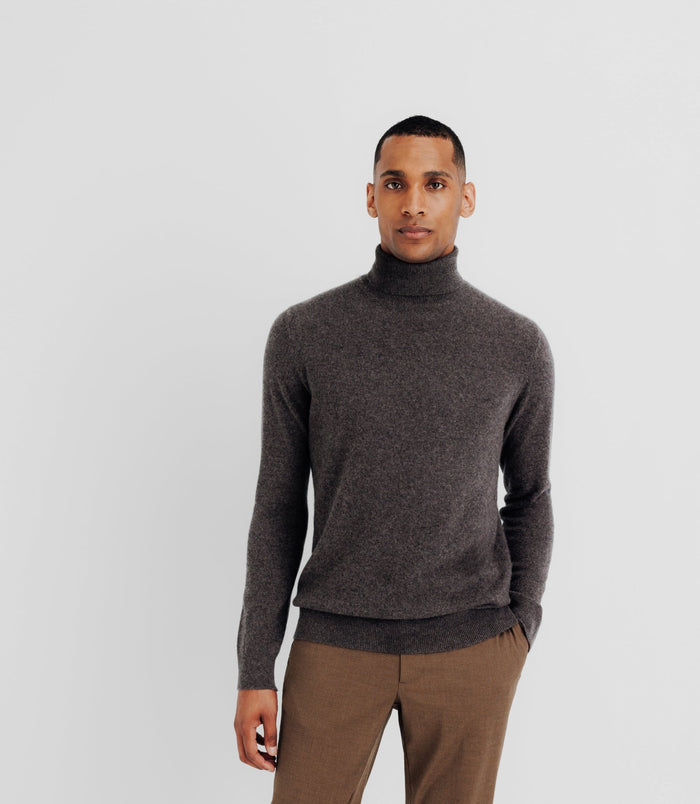 Izac Pull Col Roulé 100% Cachemire Marron