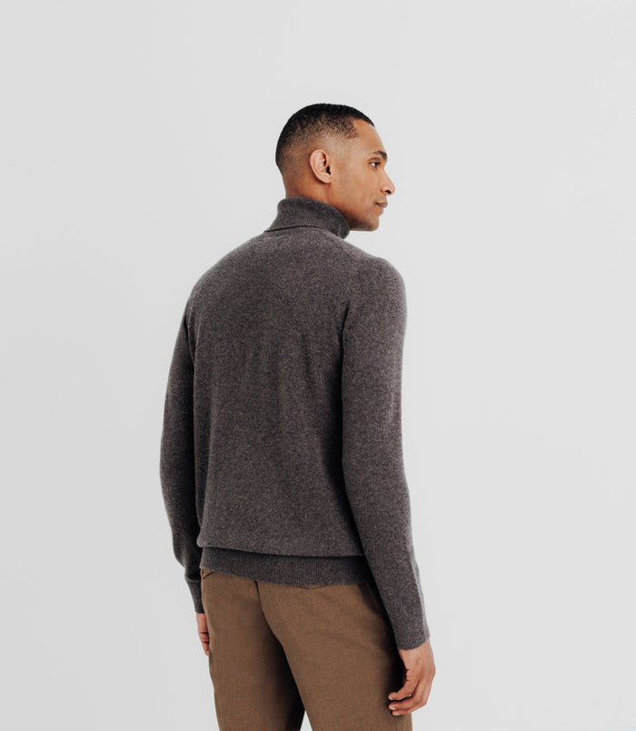 Izac Pull Col Roulé 100% Cachemire Marron