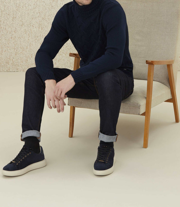 Izac Pull Col Roulé à Torsades Marine" Logann"