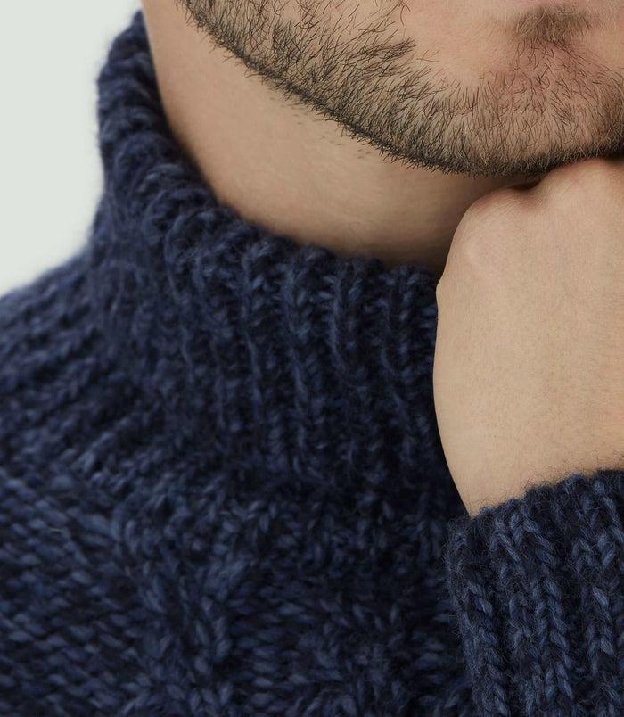 Izac Pull Col Roulé à Torsades Marine "Ludo"