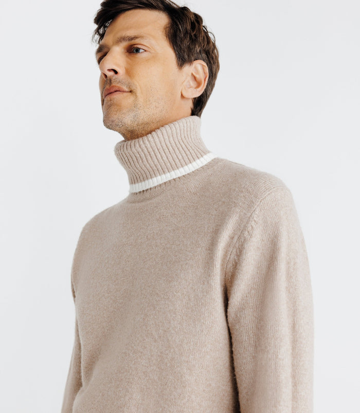 Izac Pull Col Roulé Beige