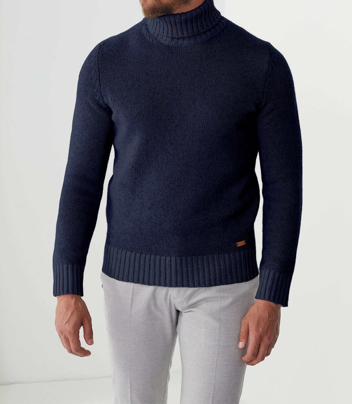 Izac Pull Col Roulé Bleu "Savio"