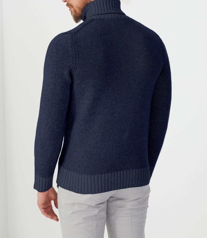 Izac Pull Col Roulé Bleu "Savio"