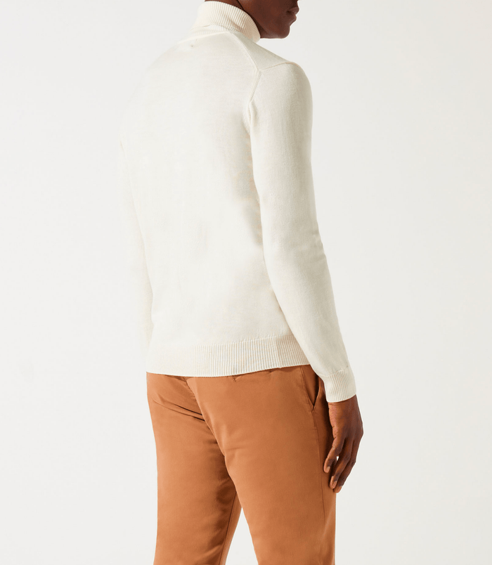 Izac Pull Col Roulé écru 100% Mérinos