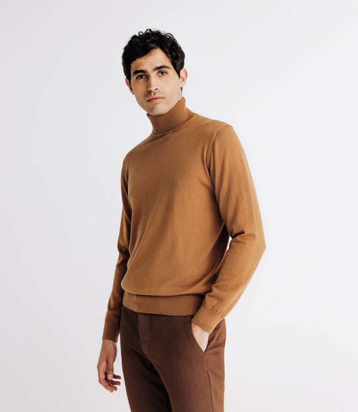 Izac Pull Col Roulé En Laine Mérinos Camel
