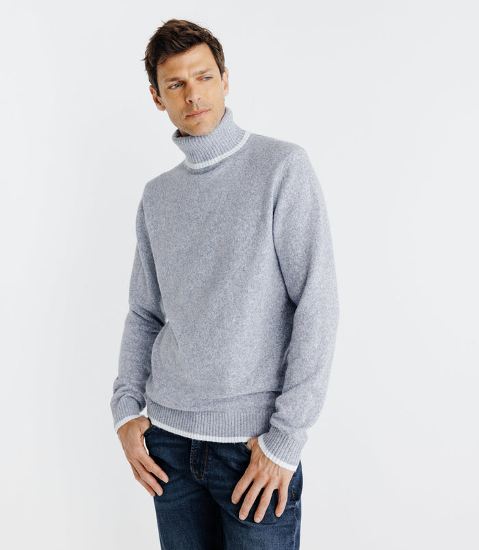 Izac Pull Col Roulé Indigo