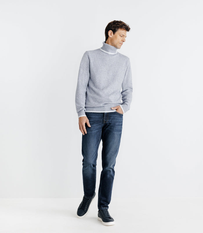 Izac Pull Col Roulé Indigo