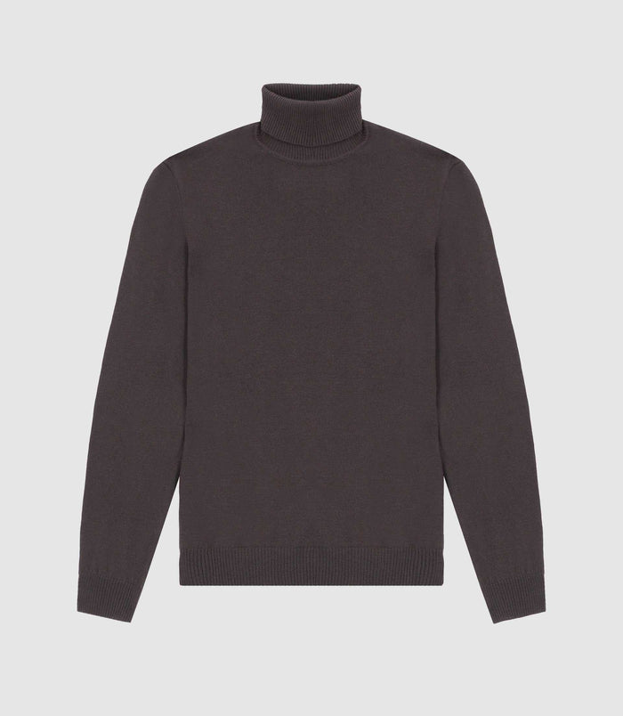 izac Pull col roulé marron 100% mérinos