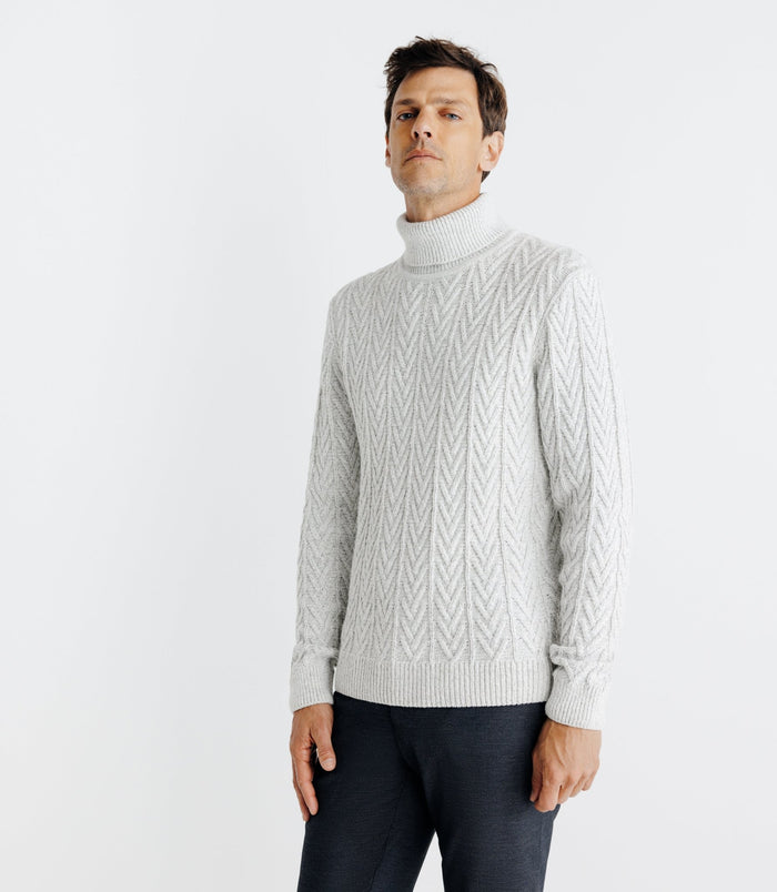 Izac Pull Col Roulé Torsadé Gris
