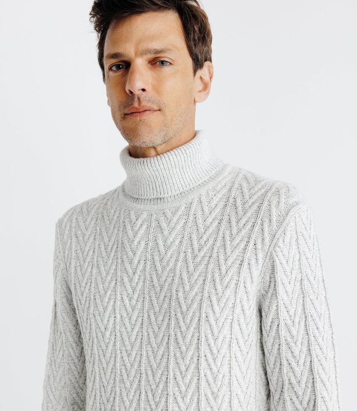 Izac Pull Col Roulé Torsadé Gris