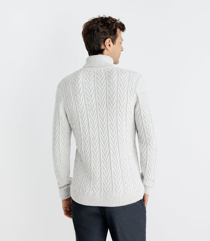 Izac Pull Col Roulé Torsadé Gris