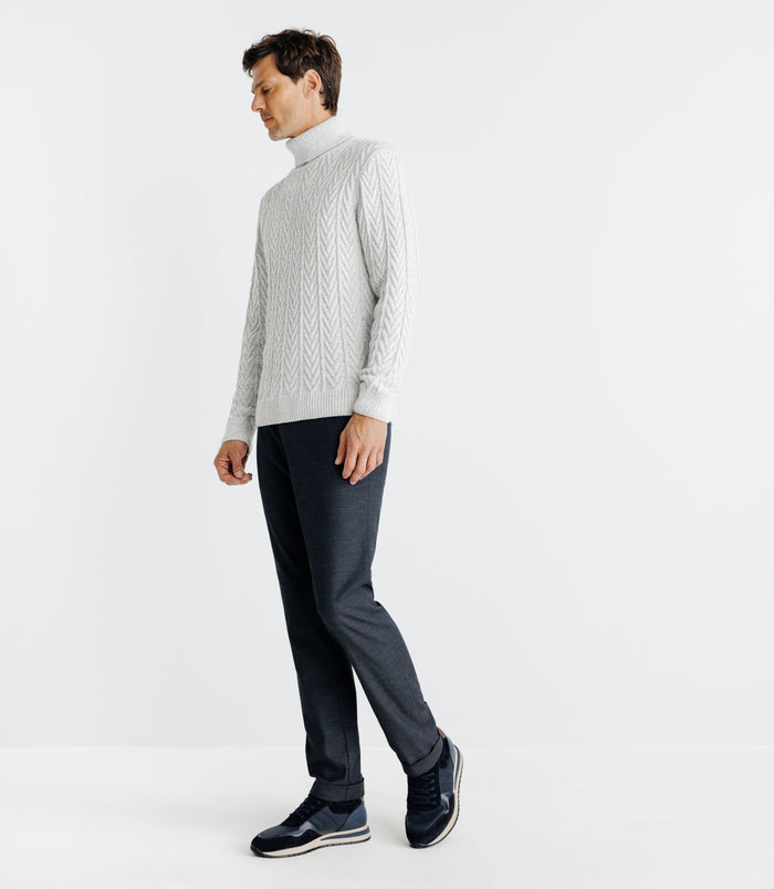 izac Pull col roulé torsadé gris