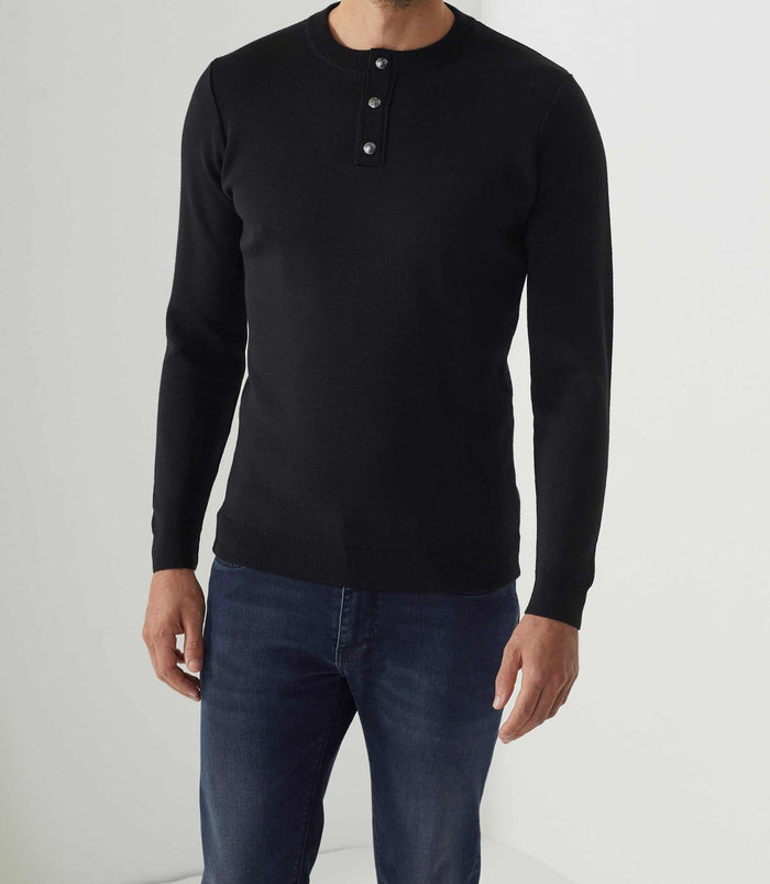 Izac Pull Col Tunisien Noir "Sid"