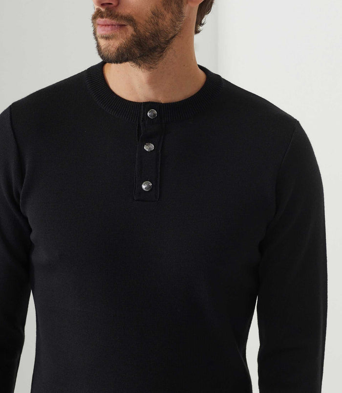 Izac Pull Col Tunisien Noir "Sid"