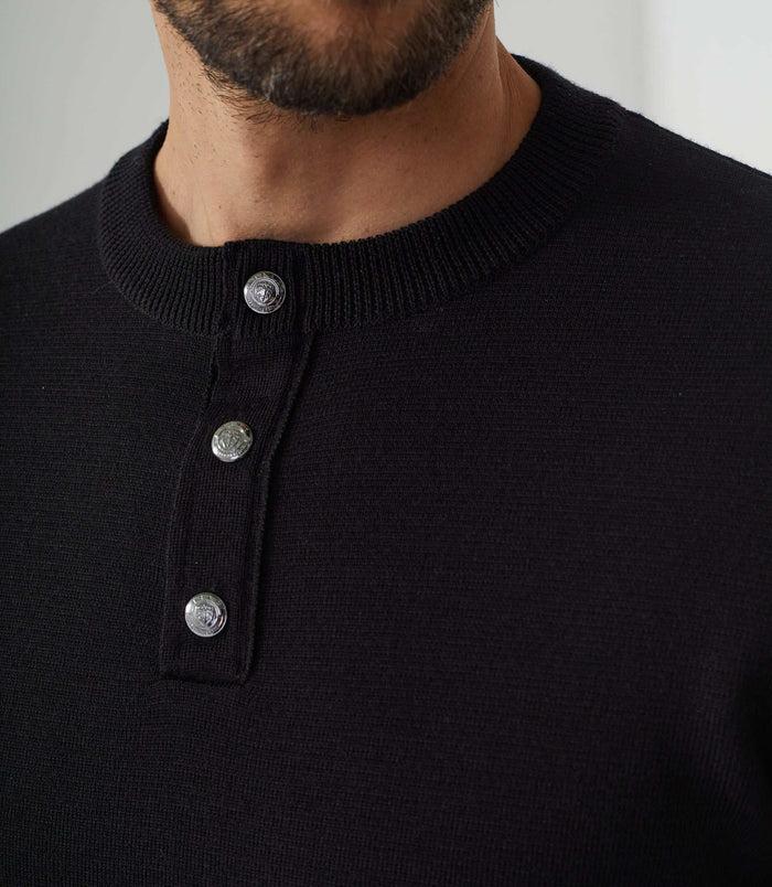 Izac Pull Col Tunisien Noir "Sid"