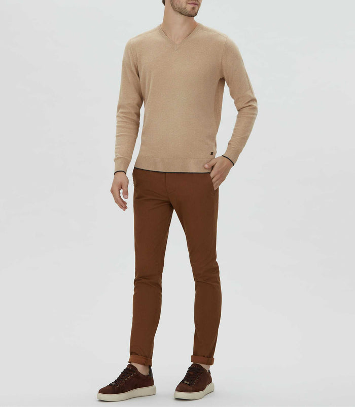 Izac Pull Col V Beige Chiné "lambert"