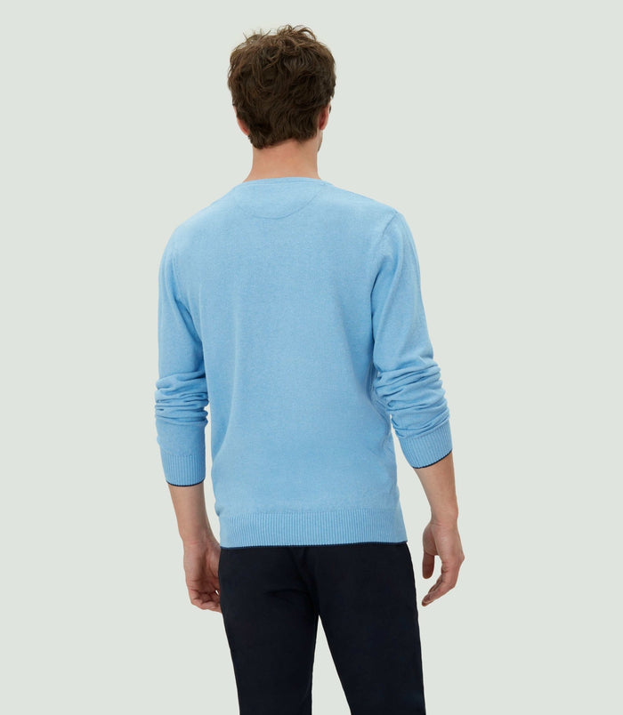 Izac Pull Col V Bleu Ciel Chiné "Lambert"