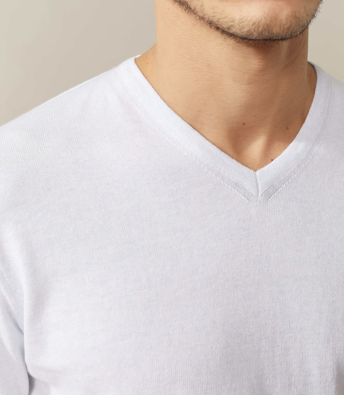 Izac Pull Col V Bleu Clair Chiné