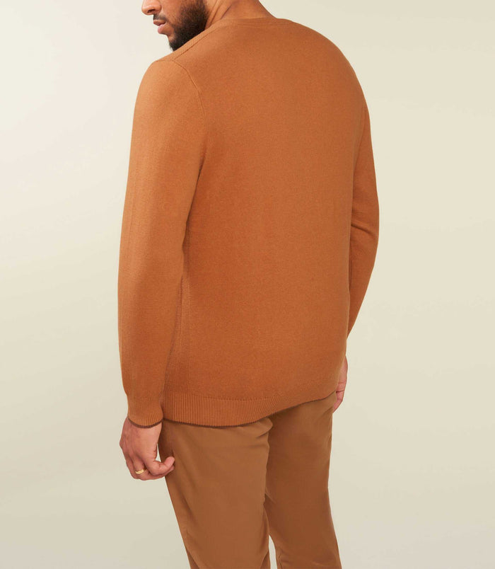 Izac Pull Col V Coton Cachemire Camel BRENTBT