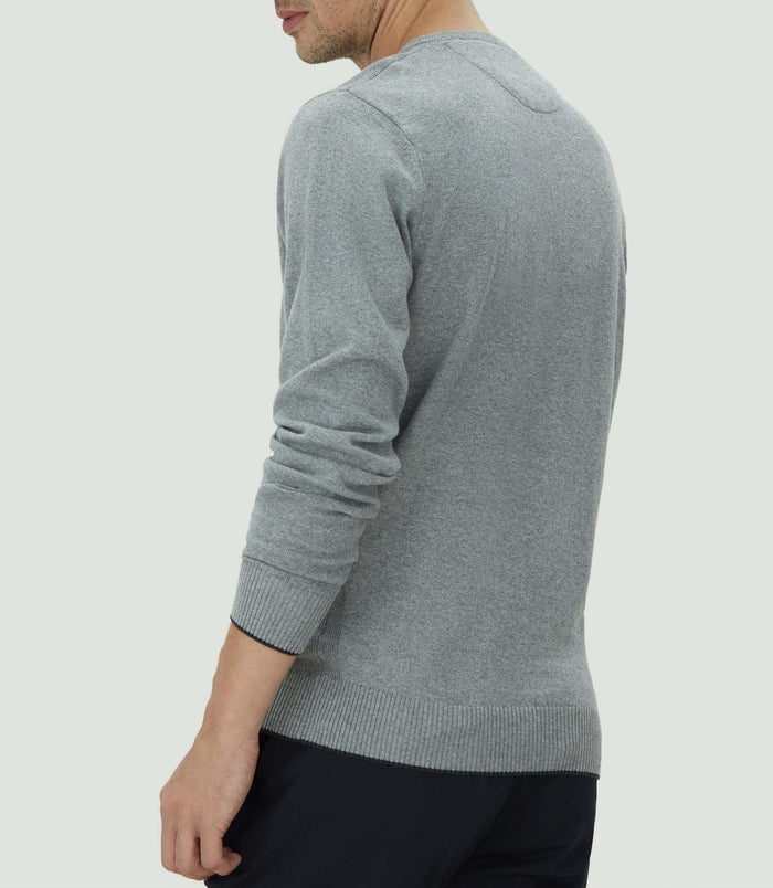 Izac Pull Col V Gris Chiné "Lambert"