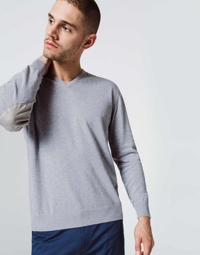 Izac Pull Col V Gris Clair