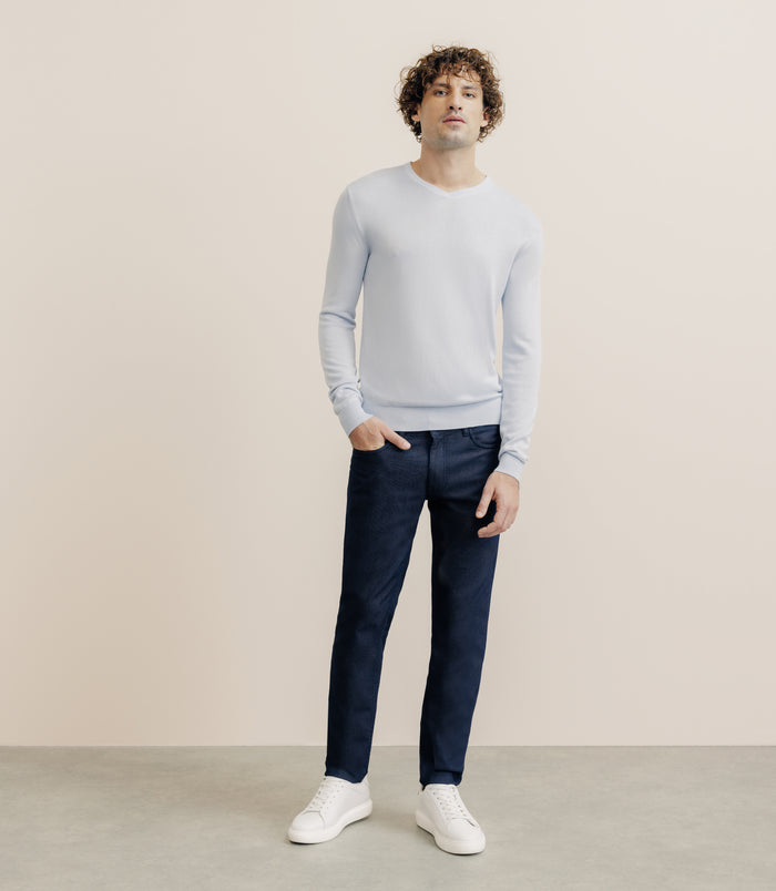 Izac Pull Col V Manches Longues Bleu Ciel