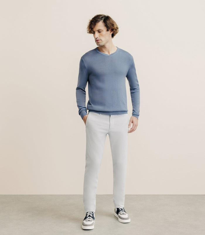 Izac Pull Col V Manches Longues Bleu Gris