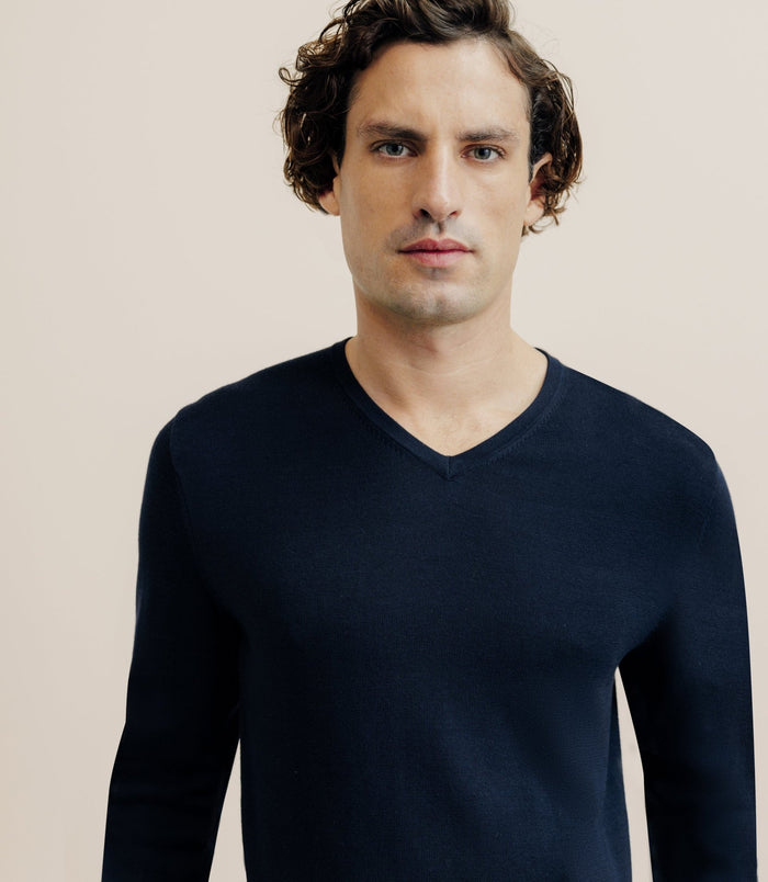 Izac Pull Col V Manches Longues Marine