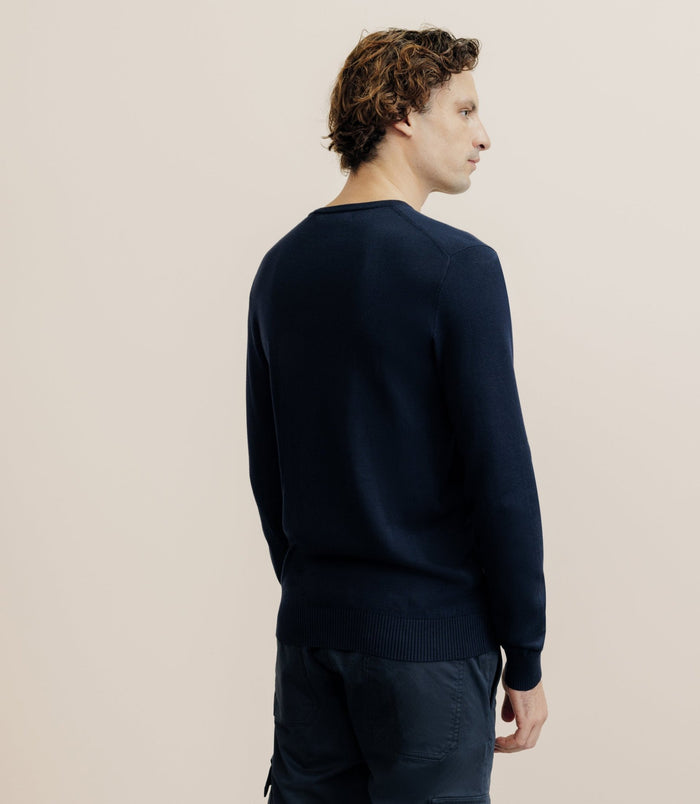 Izac Pull Col V Manches Longues Marine
