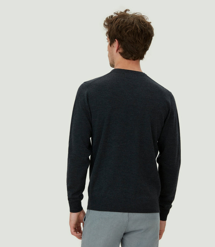 Izac Pull Col V Mérinos Anthracite "Ludgy"