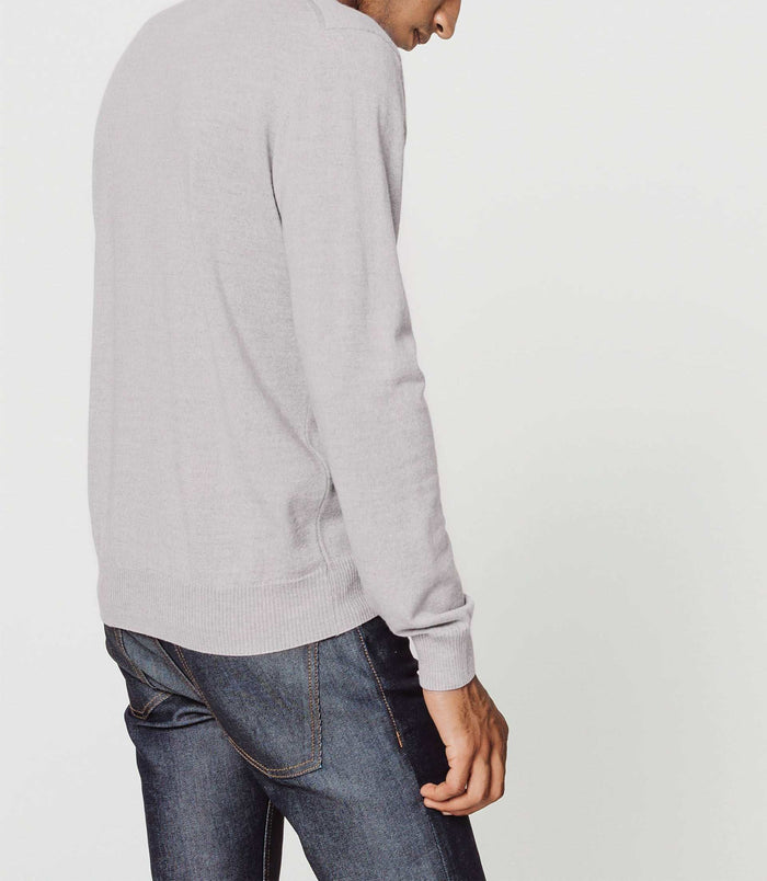 Izac Pull Col V Mérinos Gris Clair