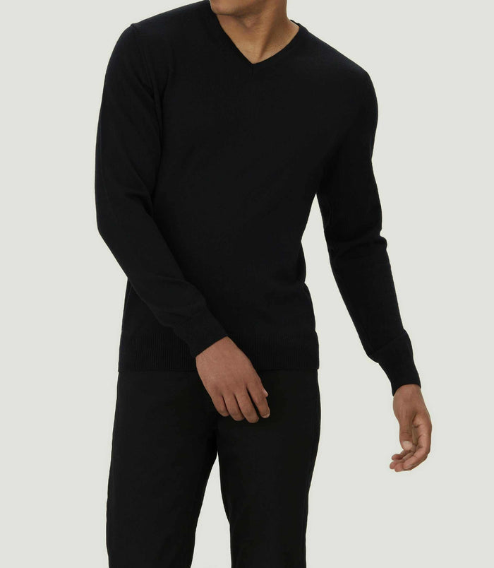 Izac Pull Col V Mérinos Noir "Ludgy"
